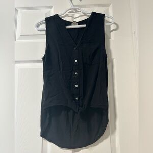 Black Sleeveless Button-Up Top